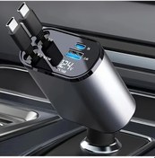 Resim Motion003 Gri Tip C Mobil Telefon Araba Sarj Cihazi 4 In 1 Cift Port Usb Hizli Sarj Araba Cakmak Adaptoru Voltaj Ekrani 