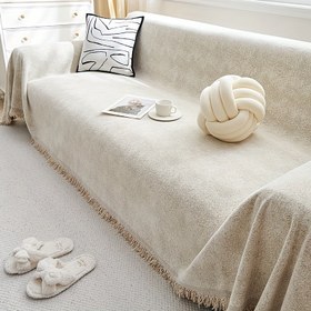 Resim 1 adet Şönil Koltuk Örtüsü - Tüm Sezonlar için %100 Polyester, Püskül Süslemeli, Makinede Yıkanabilir ve Çizilmeye Karşı Dayanıklı, 1-4 Kişilik Kanepeye Uygun, Avrupa Tarzı Ev Dekoru, Mobilya Örtüsü | Dekoratif Püsküller | Yumuşak Dokulu Kaplama 