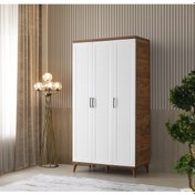 Resim GuneyStore Paris 3 Kapaklı Komple MDF Atlantik Çam-Beyaz Gardırop 
