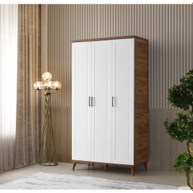 Resim GuneyStore Paris 3 Kapaklı Komple MDF Atlantik Çam-Beyaz Gardırop 