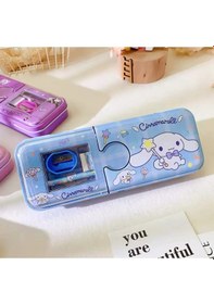 Resim Kawaii Sanrio Kuromi Metal Kalem Kutusu Kırtasiye Seti Cinnamoroll Kuromi Kalemlik Hediye Seti Mavi 