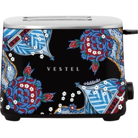 Resim Vestel X Aslı Filinta Retro Siyah Çini Ekmek Kızartma Makinesi 