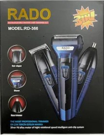 Resim Rado Kuru Rd-366 Üç Başlıklı Tıraş Makinesi Mavi Şarjlı 2 Yıl Saç-Sakal 1-3 