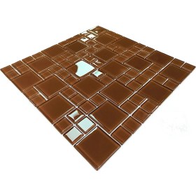 Resim Mutfak Tezgah Arası, Banyo, Havuz, Sauna, Spa ve Iç ve Dış Dekorasyonda Tüm Yüzeyler Için, Sütlü Kahve 30X30 cm. Fileli Kristal Cam Mozaik. ( 1 M2 Fiyatıdır ) 