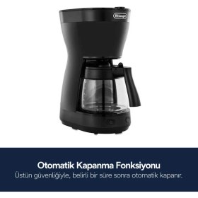 Resim DeLonghi ICM16210 Siyah Filtre Kahve Makinesi 10 Fincan Kapasite ile Aroma Fonksiyonu 