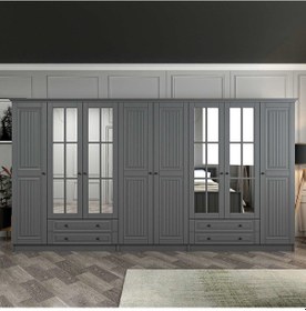 Resim Kale 8 Kapaklı 4ç Taçlı Dolap Mebran İlkbahar Antrasit 210cm Antrasit 
