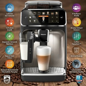 Resim Philips 5400 Serisi Tam Otomatik Espresso Makinesi: Lattego Süt Sistemi, 12 Kahve Çeşidi, Renkli Tft Ekran, 4 Kullanıcı Profili, Ayarlanabilir Seramik Öğütücü, Aquaclean Filtre, Siyah ve Krom. 