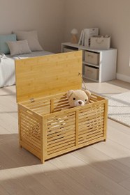 Resim DigitHome DB-0032 Bambu Oyun Odası Düzenleyici Oyuncak Dolabı 