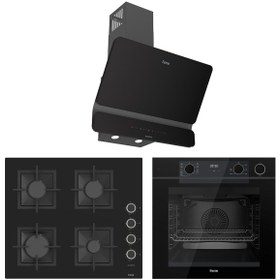 Resim Ferre New Fryart & Steamart SC Seriisi Ultra Sessiz Siyah Ankastre Set ( QEP64CS-SC205-D080-SA ) 