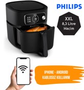Resim Philips 8,3 Litre Wİ-Fİ bağlantı Zaman Ayarlı Programlanabilir Yağsız Fritöz HD9875 Luciole Lambader Hediye 