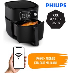Resim Philips 8,3 Litre Wİ-Fİ bağlantı Zaman Ayarlı Programlanabilir Yağsız Fritöz HD9875 Luciole Lambader Hediye 