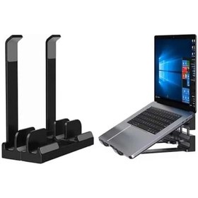 Resim Dikey Ve Eğimli 3 Slotlu Laptop Standı - Ergonomik Tasarım - 