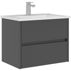 Resim Orka Arno 65 Cm Parlak Antrasit Çekmeceli Banyo Dolabı Alt Modül Lavabo Antrasit 