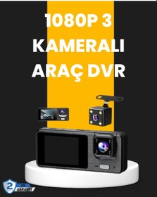 Resim Çok Açılı Araç İçi Dvr Ön İç Arka Kamera Döngü Video Kaydı 