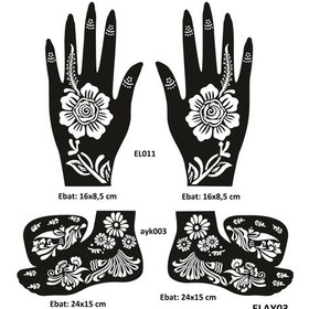 Resim Airbrush Tattoo Karanfil Model El + Ayak Kına Kalıpları 4'lü 