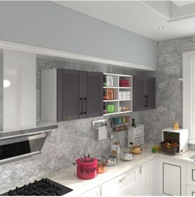 Resim Kenzlife Hazır Mutfak Dolabı Bulgur90 Gri Mod2 90 240 32 Mebran Kapak Suntalam Gövde Beyaz 