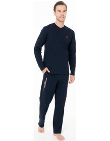 Resim U.S. Polo Assn. Erkek Kışlık Lisanslı Uzun Kol Pijama Takım 18959 Lacivert 