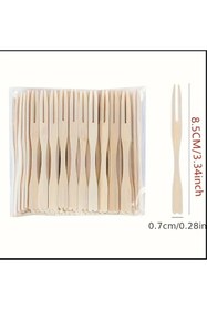 Resim RENK Tek Kullanımlık Bambu Pasta Tatlı Çatalı, Kokteyl Meyve Seçimleri 