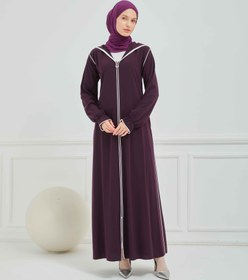 Resim Kapşonlu ve Biyeli Ferace Mürdüm | 20958 - 48 / Mürdüm 