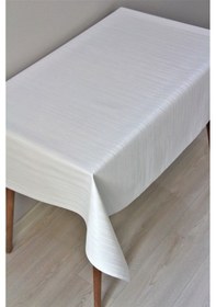 Resim Astarlı Silinebilir Pvc Muşamba Masa Örtüsü Çizgili - 78-b1 Beyaz 