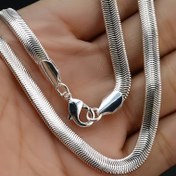 Resim 1 adet Titanyum Çelik 6mm Düz Yılan Zinciri Kolye - Erkekler ve Kadınlar için Unisex Hipoalerjenik Dayanıklı Moda Aksesuarı - Düğünler, Partiler ve Günlük Kıyafetler için Mükemmel 
