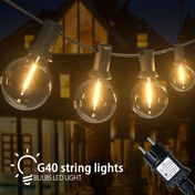 Resim LED G40 Dize Işıklar 30.48/18.29/12.19/9.14/6.1 metre Veranda Işıkları ile G40 Ampuller Bağlanabilir Bahçe Asma Işıkları Parti Çadırları için Veranda Gölgelik Veranda Güverte Bistro Balkon Perge Dış Dekor, 24V düşük voltajlı fişli güç kaynağı, çok parlak ve güvenli, Kırılmaz, Her türlü hava koşulunda kullanım 