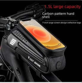 Resim Skycity West Rider Bisiklet Üst Boru Çantası Sert Kabuk Ön Kiriş Çantası Dağ Yol Bisikleti Cep Telefonu Dokunmatik Ekran Eyer Çantası Sürüş Ekipmanı Siyah H Renkli 