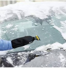 Resim Eldivenli Buz Kazıyıcı Kırıcı Silikonlu Araç Cam Kar Silici Temizleyici Buz Kırıcı Cam Temizleyici 