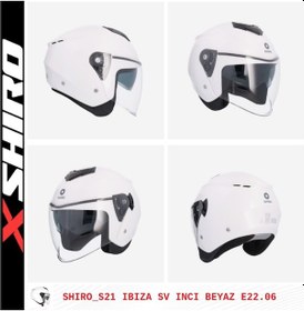 Resim Shiro Jet&Ofc Ibiza M.C Sv Motosiklet Kaskı İnci Beyazı 