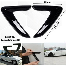 Resim Bmw Tip Araç Çamurluk Ventili Piano Black Full Esnek Model Sağ - Sol 2 Adet Ventil 1. Kalite- 