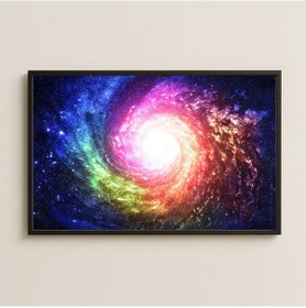 Resim Renkli Spiral Galaksi Ve Yıldız Patlaması Dijital Sanat Pleksi Tablo 