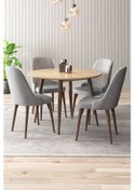 Resim Adel Serisi 90x90 Atlantik Çam Mdf Mutfak Masa Takımı 4 Adet Sandalye Gri 