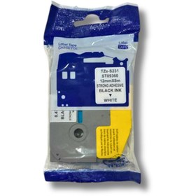 Resim nanoprint Brother Tze-s231 12mmx8m Beyaz Etikete Siyah Muadil Etiket (LAMİNASYON ŞERİT) 