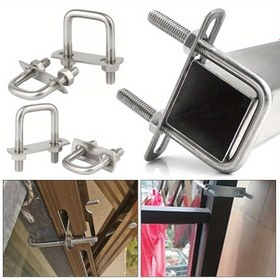 Resim 2 Set M6 Demir Kare Sıkıştırma U-Bolt ile Baffle - Güvenli Boru Bağlantıları için Dayanıklı Sağ Açılı U-Düz Cıvatalar, Endüstriyel Kullanım için İdeal, U-Bolt Bağlantıları için Cıvatalar 