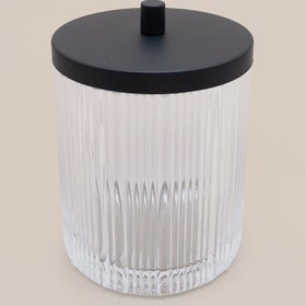 Resim Kristal Desenli Saydam Cam Banyo Kavanozu, Pamukluk - Saydam 