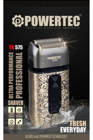 Resim Powertec TR-575 Profesyonel Usb Şarjlı Günlük Sakal Sinekkaydı Tıraş Makinesi (Yedek Başlık Hediyeli) Altın Sarısı 