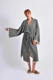 Resim Brandsmithshop Gri Yırtmaçlı Kimono Çok Renkli 