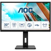 Resim AOC 31.5 Q32P2 IPS 4MS 75MHZ 2XHDMI 1XDP USB 3.2 QHD 2560X1440 HOPARLÖR YÜKSEKLİK AYARI PIVOT VESA SİYAH 