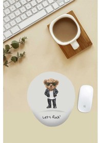 Resim Rocker Teddy Desenli Bilek Destekli Mouse Pad Mousepad 