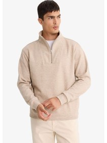 Resim Defacto Regular Fit Dik Yaka Yarım Fermuarlı Sweatshirt F4137ax25aubg300 Bej 