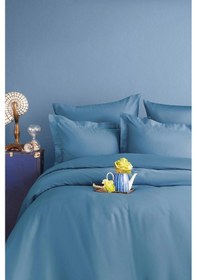 Resim Simply Mint Blue Pamuk Saten Nevresim Takımı Çift Kişilik Mavi - Mint 