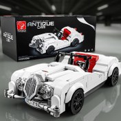 Resim 302 parça TYCOLE Vintage Araba Modeli Kiti, Klasik Beyaz ile Kırmızı İç Mekan, Detaylı ABS Yapı Blokları Seti, Toz Geçirmez Sergi Kutusu Dahil - Koleksiyoncular, Masa Dekoru & Hediyeler için İdeal (Halloween, Noel, Doğum Günleri) 6 Yaş ve Üzeri için 