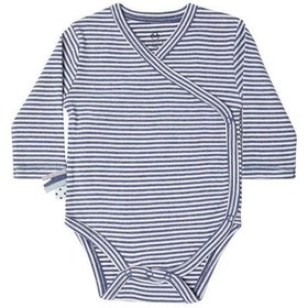 Resim Organicera Organik Uzun Kollu Kimono Body,çizgili , Indigo Melange İndigo 