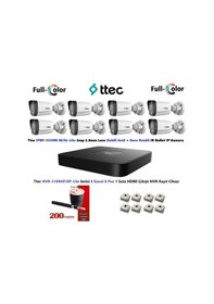 Resim Ttec 2mp Dahili Sesli Ve Gece Renkli 8 Kameralı Tak Çalıştır Hazır Ip Kamera Seti Disk Yoktur 