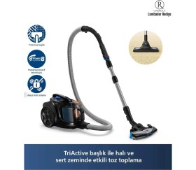 Resim Philips Premium Torbasız Elektrikli Süpürge - 750W - Hepa Filtre, Üstün Çekim Gücü Performansı, Onerous Lambader Hediye 