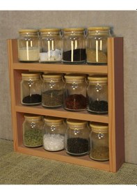 Resim Ahşap Baharatlık Standı, Tezgah Üstü Düzenleyici, Ahşap Raf Doğal Çam Ahşap 
