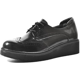 Resim Beety 23bk371095 Deri Siyah Rugan Ortopedik Kadın Oxford Ayakkabı Siyah 