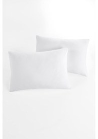 Resim Örme %100 Pamuk Flaplı 2 Adet Yastık Kılıfı 50 70 Cm Beyaz 