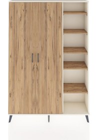 Resim Arges Dolap 7 Raflı 2 Kapaklı Tek Askılı 132x30x195 Aytaşı-çam/çam Atlas Çam/atlas Çam 