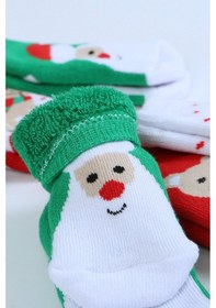 Resim Baby Shez Pamuklu 6'lı Yılbaşı Noel Baba Kışlık Havlu Yenidoğan Bebek Çorap "Karışık Renkli" 